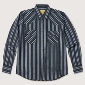 Men's Black & Blue Stripe Long Sleeve Cowboy Western Snap Shirt