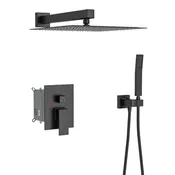 10" Square Dual Shower Head System Wall Mounted With Rough In Valve Modern Bathroom Fixture