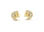 Diamond Crescent Moon Earrings - Gold 'N I