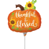 14" Thankful & Blessed Pumpkin Balloon