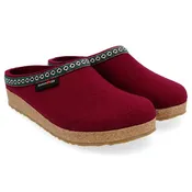 Haflinger Grizzly GZ Hard Sole Wool Slipper in Spruce, Grey & Bordo