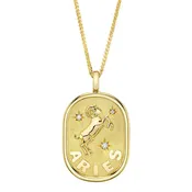 0.02Ct Diamond Zodiac Aries Ram Star Matte Chopin Chain Necklace
