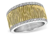 14k Two Tone Wide Band Diamond Ring