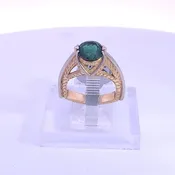 Two Tone 18K Yellow &amp; White Gold Set with a Green Tourmaline