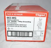 10 Pack -  Pass & Seymour 663-WG 15 Amp 120 VAC 3-Way White Toggle Switch