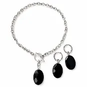 Black Onyx Choker & Huggie Earring Set