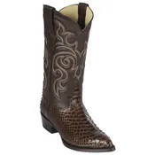 Men’s Los Altos Genuine Python Snakeskin J Toe Brown Boots
