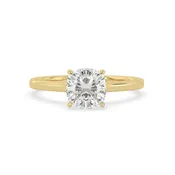 1.5 Carat Cushion Hidden Halo Solitaire Lab Grown Diamond Engagement Ring