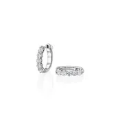 10 Stone Round Shared prong Set Hinged Hoop Diamond Earrings Diamond 1.00cttw