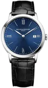 Baume & Mercier Classima Blue Dial Black Leather Strap Date Quartz Mens Watch MOA10324