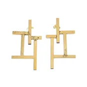 14k Gold Geometric Earrings Frame Design