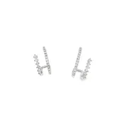 10k White Gold 0.25 ctw Small Hoop Diamond Earrings