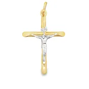 14kt Two-Tone Gold Italian-Made Crucifix Charm (1.0g)
