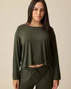 Aria Bamboo Casual Cropped Long Sleeve Top | Thyme
