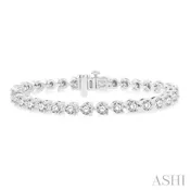 10 Ctw Round Cut Diamond 3-Prong Tennis Bracelet in 14K White Gold