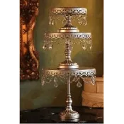 CAKE STAND SILVER & CRYSTALS SET OF 3