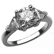 1 1/2ct Round and Trillion Three Stone Ring