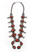 1940's Italian Vintage Red Women’s Squash Blossom Necklace