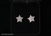 10K Yellow Gold Diamond Baguette Channel Set Star Screwback Earrings