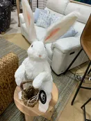 27" WHITE STANDING SISAL RABBIT HOLDING BASKET