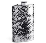 8oz Pewter Hammered Kidney Captive Top Flask