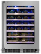 24 in. Dual Zone 46-Bottle Built In Wine Cooler in Stainless Steel with Digital Control and Double Layer Tempered Glass