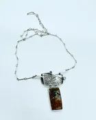 Integrated clasp as pendant - Sterling silver, agate, aqua-marine