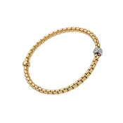 Fope Eka Collection Flex'it Bracelet with Pavé White Diamonds, 18K Yellow and White Gold