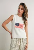 American Flag Vest - Ivory