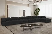 Ames 204" Boucle Fabric Upholstered Modular Sectional - Black - 7-Pc Configuration D