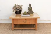 1800's English Sycamore Coffee Table w/ 1 Drawer