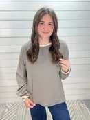 BLACK/CREAM PINSTRIPED KNIT LONG SLEEVE TOP