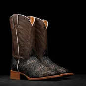 “Feathers” Brown Hand Tooled – Square Toe