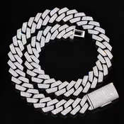 18mm Moissanite 3-row Cuban Link Chain – 925 Sterling Silver