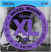 D’Addario EXL115 Nickel Wound Electric Strings – .011-.049 Medium/Blues-Jazz Rock