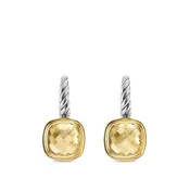 Albion Drop Earrings in Sterling Silver with 18K Yellow Gold and Champagne Citrine, 10mm