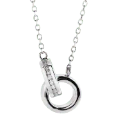 14K White Gold Interlocking Circle Diamond Necklace