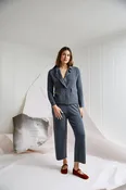 Cement Grey Knitted Blazer w/ Yellow Tipping