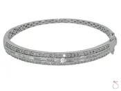 14k White Gold Diamond bangle Bracelet, 2.48 ctw.