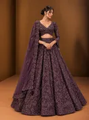 Deep Plum Embroidered Reception Lehenga