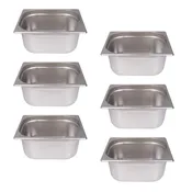 Clivia 1/2 Size Stainless Steel Food Pans,6"Deep Food Containers- Pack of 6