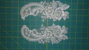 Double Scroll Floral Beaded applique Pair