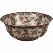 16” PORCELAIN BOWL ROSE MEDALLION