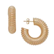 Gold-Filled 3/4 Open Caterpillar Hoop Post Earrings 26mm H x 30mm W