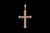 14K ROSE GOLD 1.28 CTW ROUND DIAMOND CROSS PENDANT