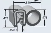 Co-Extruded Trim Seal, For.150 Edge Thickness, .475 Bulb, Bulb Location "A" 250 Feet Per Box.