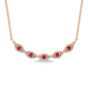 10K Rose Gold Diamond 3/8 Ct.Tw. And Ruby Necklace