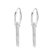 ⛓️ Chain Hoop Charm Silver Earrings
