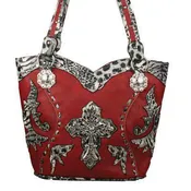 Animal Print Trim Cross Bucket Handbag