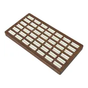 10 1/4" x 5 1/4" Dark Oak White Velvet 42-Slot Ring Display Tray